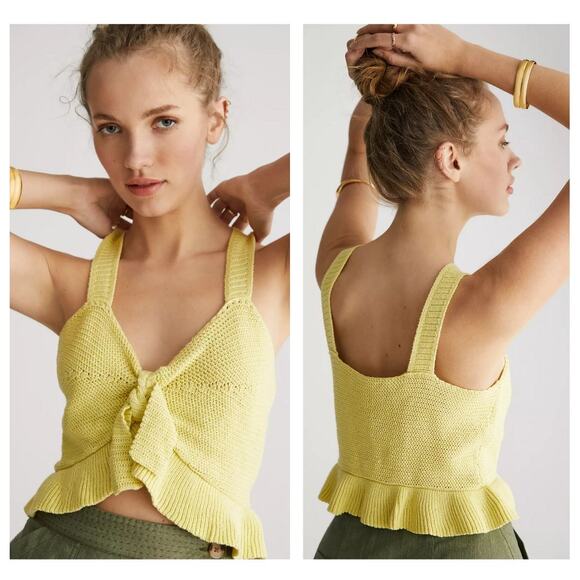 Anthropologie Flat White Tie-Front Cotton Sweater Tank - Large - NEW - Picture 1 of 6